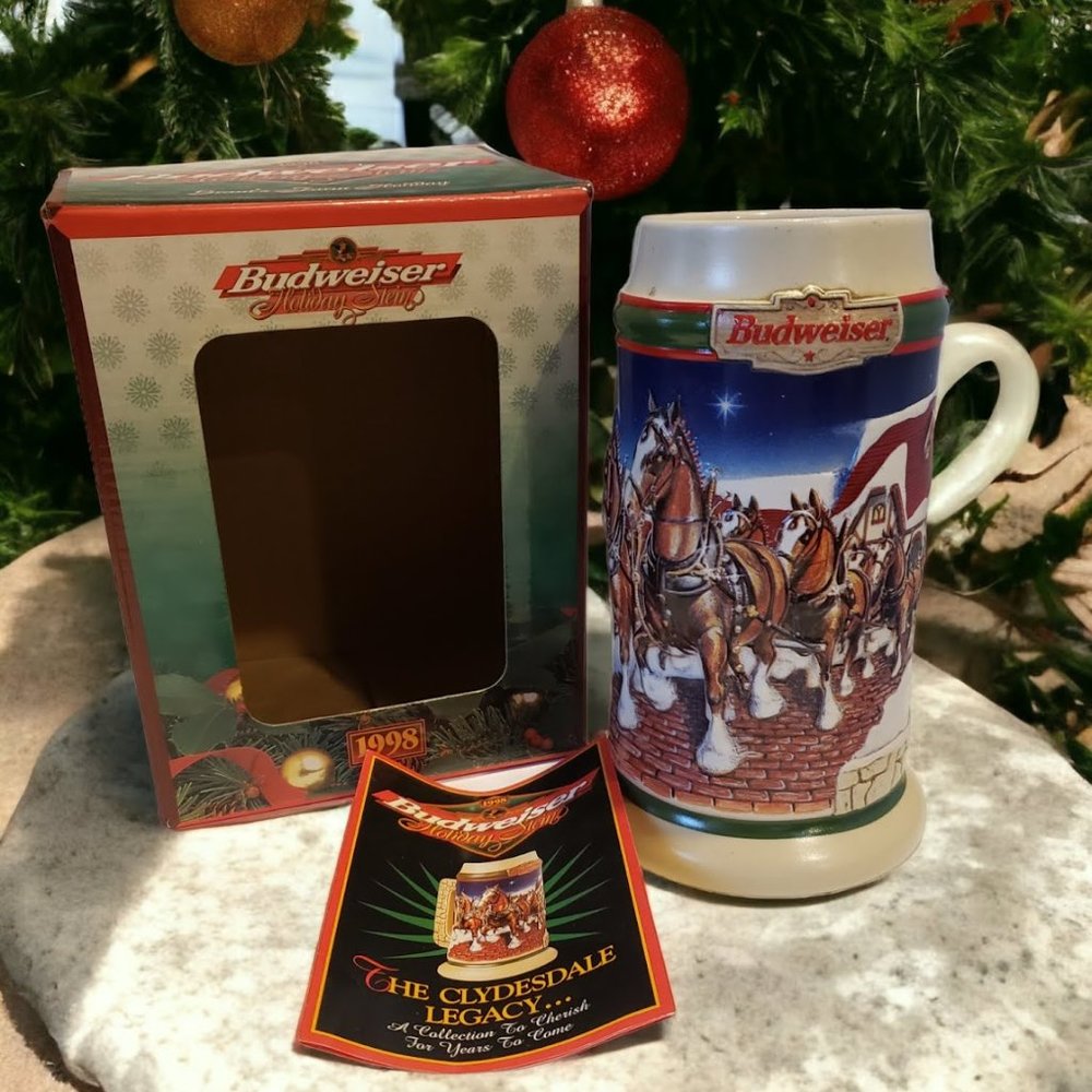 Vintage Budweiser 1998 Grants Farm Holiday Beer Stein Mug Anheuser Busch CS343